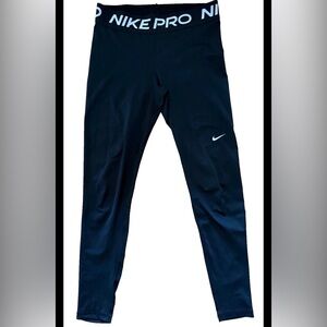 Women's Nike Pro DriFit Black Leggings Mesh Calf Athletic Training Gym Med